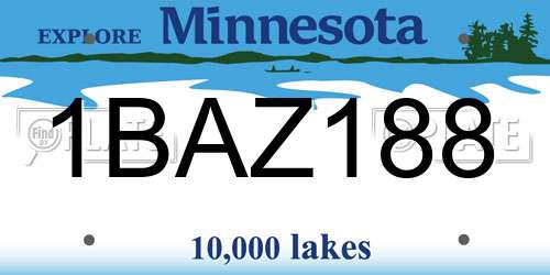 1BAZ188 Minnesota License Plate