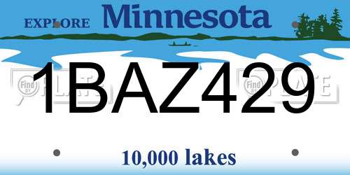 1BAZ429 Minnesota License Plate
