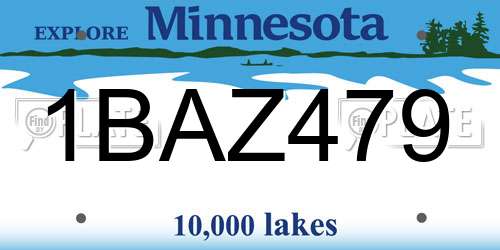 1BAZ479 Minnesota License Plate
