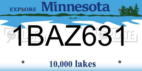 1BAZ631 Minnesota License Plate