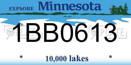 1BB0613 Minnesota License Plate