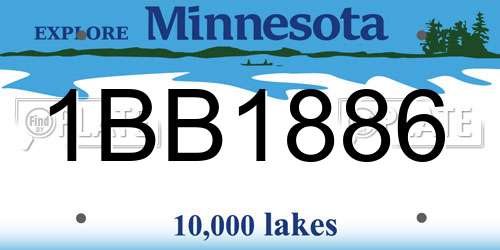1BB1886 Minnesota License Plate