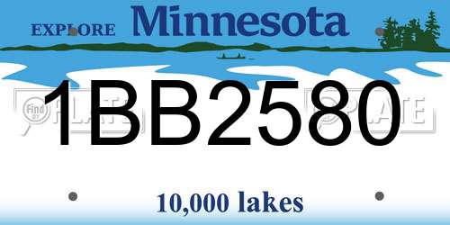 1BB2580 Minnesota License Plate