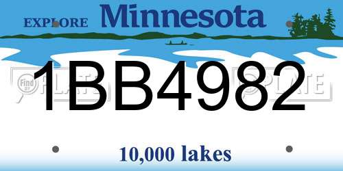 1BB4982 Minnesota License Plate