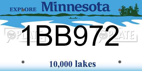 1BB972 Minnesota License Plate