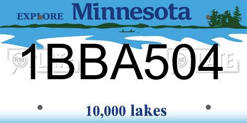 1BBA504 Minnesota License Plate