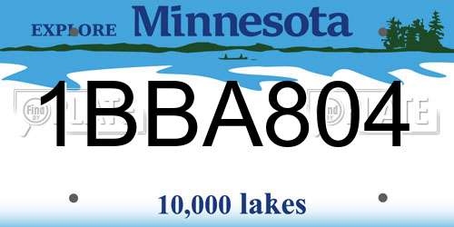 1BBA804 Minnesota License Plate