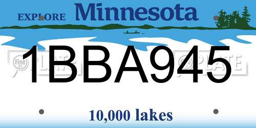 1BBA945 Minnesota License Plate