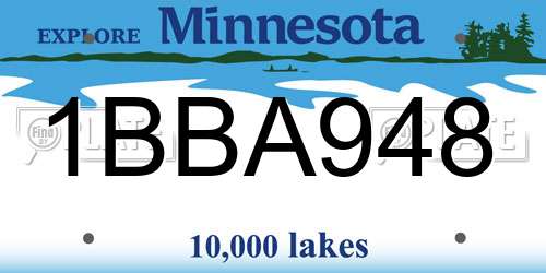 1BBA948 Minnesota License Plate