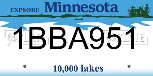 1BBA951 Minnesota License Plate