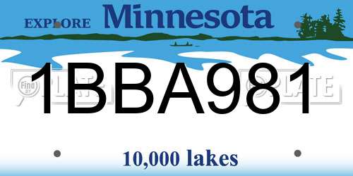 1BBA981 Minnesota License Plate