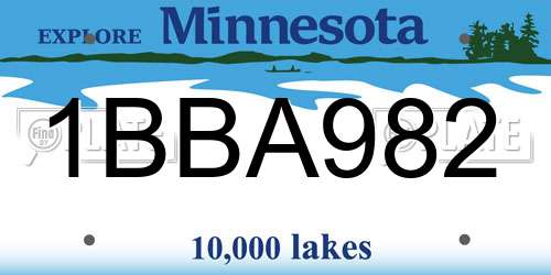 1BBA982 Minnesota License Plate
