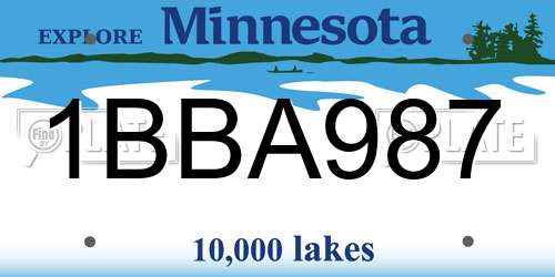 1BBA987 Minnesota License Plate