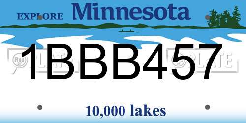 1BBB457 Minnesota License Plate