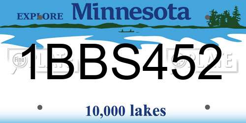 1BBS452 Minnesota License Plate