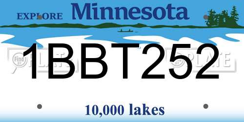1BBT252 Minnesota License Plate