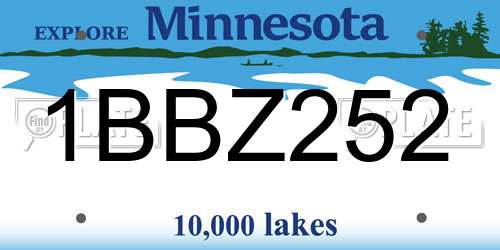 1BBZ252 Minnesota License Plate