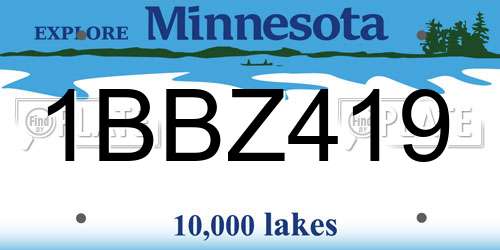 1BBZ419 Minnesota License Plate