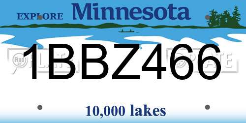 1BBZ466 Minnesota License Plate