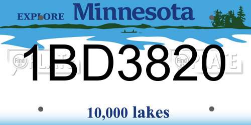 1BD3820 Minnesota License Plate
