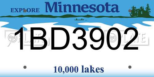 1BD3902 Minnesota License Plate