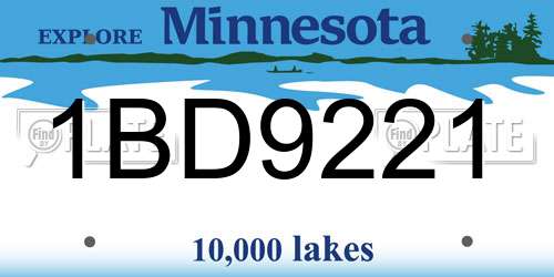 1BD9221 Minnesota License Plate