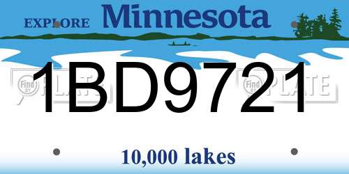 1BD9721 Minnesota License Plate