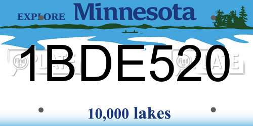 1BDE520 Minnesota License Plate