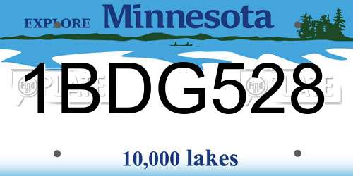 1BDG528 Minnesota License Plate