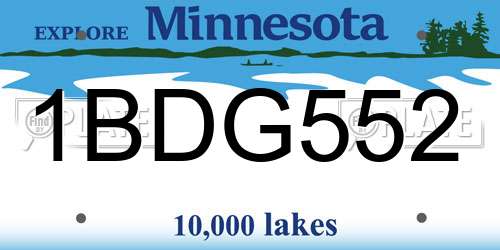 1BDG552 Minnesota License Plate
