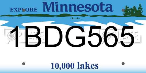 1BDG565 Minnesota License Plate