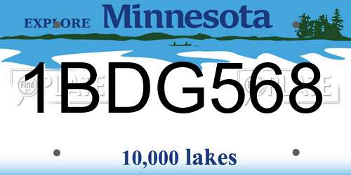 1BDG568 Minnesota License Plate