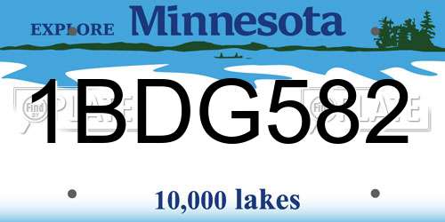 1BDG582 Minnesota License Plate