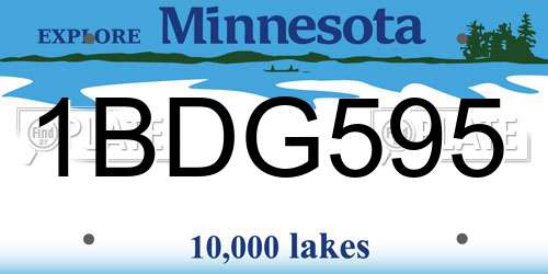 1BDG595 Minnesota License Plate