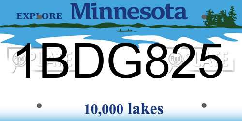 1BDG825 Minnesota License Plate