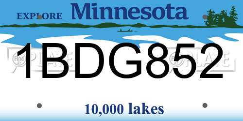 1BDG852 Minnesota License Plate