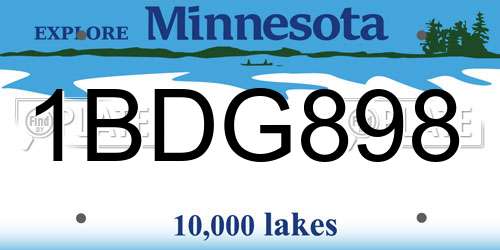1BDG898 Minnesota License Plate