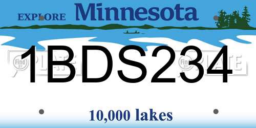 1BDS234 Minnesota License Plate