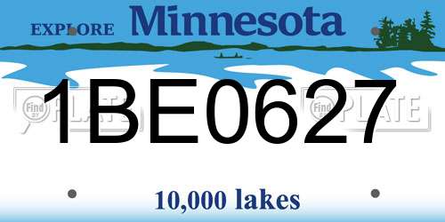 1BE0627 Minnesota License Plate