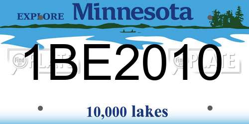 1BE2010 Minnesota License Plate