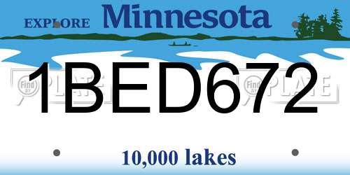 1BED672 Minnesota License Plate