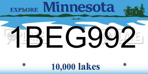 1BEG992 Minnesota License Plate
