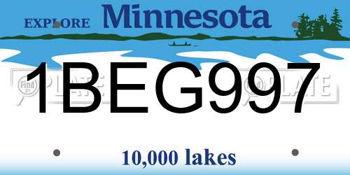 1BEG997 Minnesota License Plate