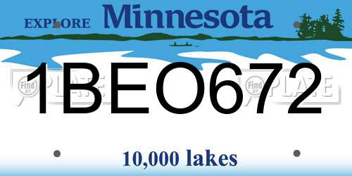 1BEO672 Minnesota License Plate