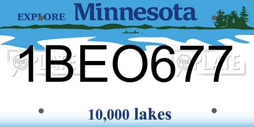 1BEO677 Minnesota License Plate