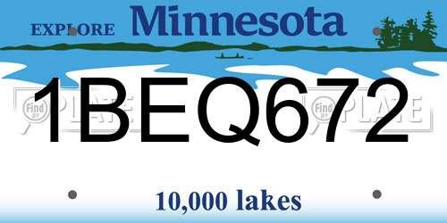 1BEQ672 Minnesota License Plate