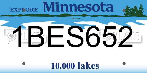 1BES652 Minnesota License Plate