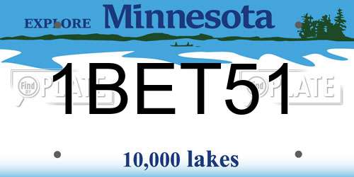 1BET51 Minnesota License Plate