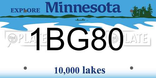 1BG80 Minnesota License Plate