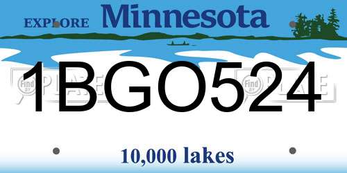 1BGO524 Minnesota License Plate